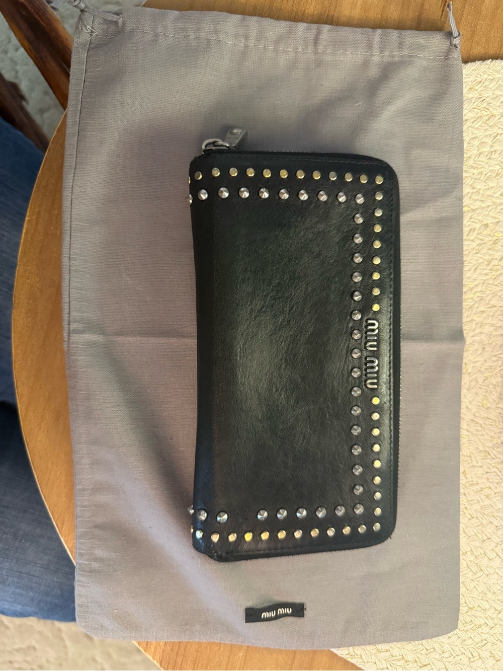 Make Offer: Miu Miu Black Studded Zip Wallet